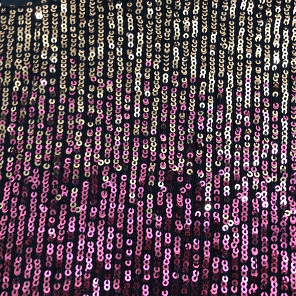 Gold & Pink Ombre Long Sleeve Sequin Shift Dress, 2 - Picture 6 of 16